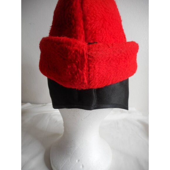 Vintage Bright red Tyrolean / alpine Fedora like style hat w/ ear flaps #1 - Picture 6 of 8